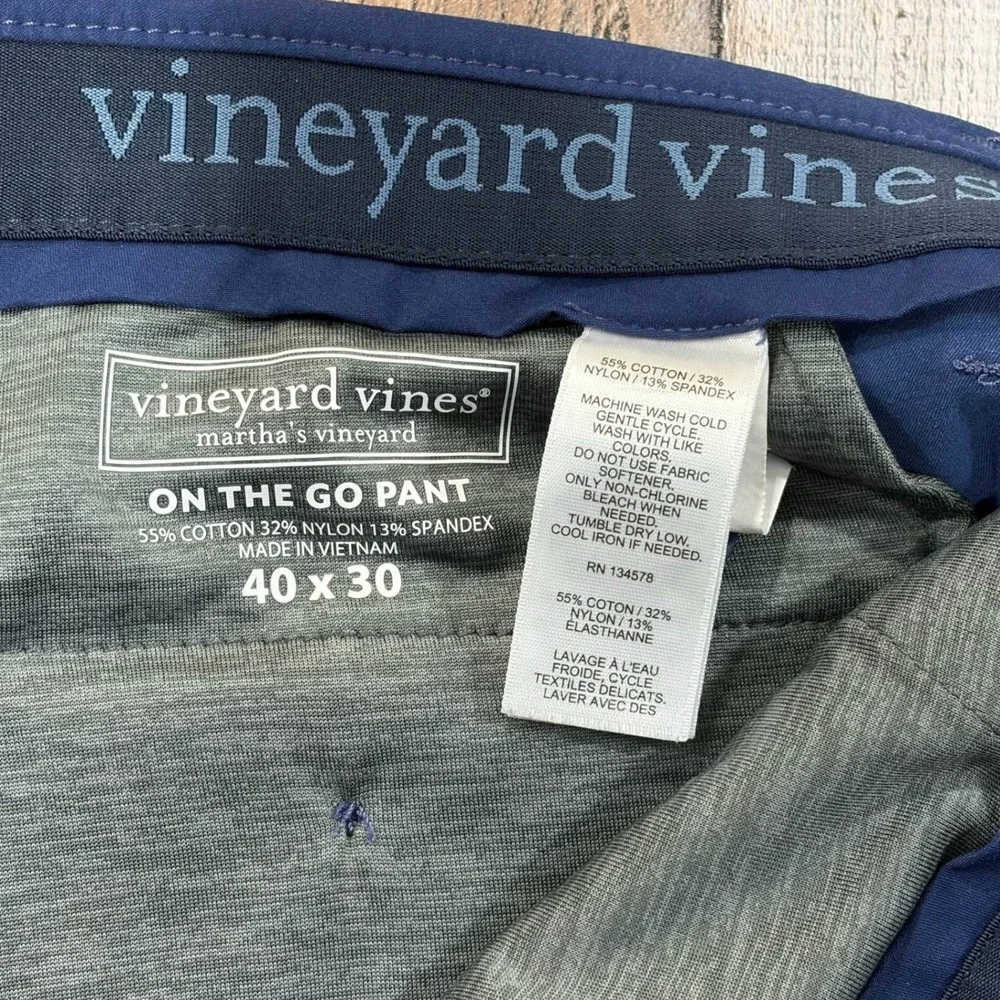 Vineyard Vines On-The-Go Pant Mens 40x27 Navy Blue Slim Fit Stretch Performance